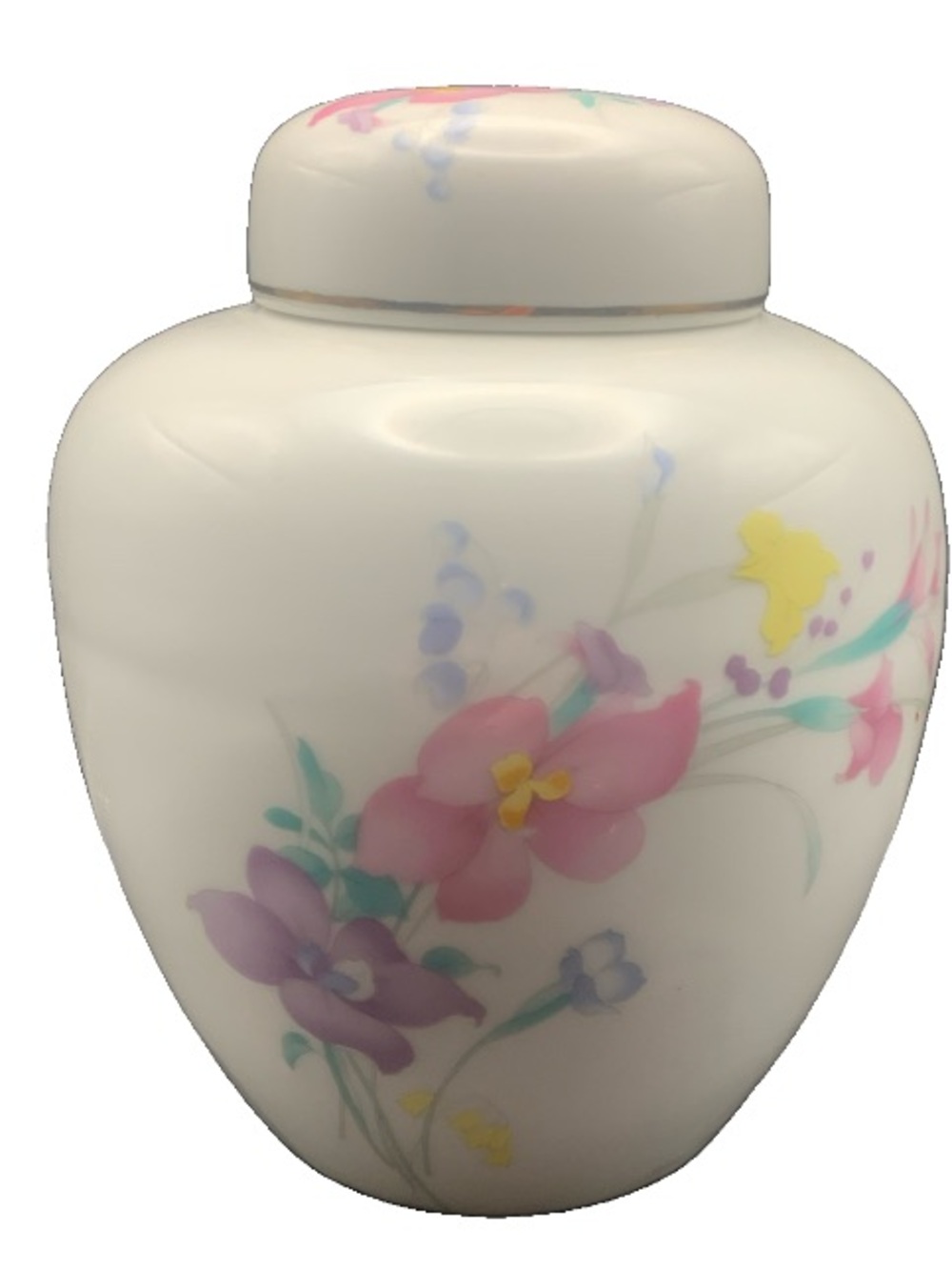Vintage Ginger Jar With Lid Pastel Floral Gold Trim Srednick Collection Japan
